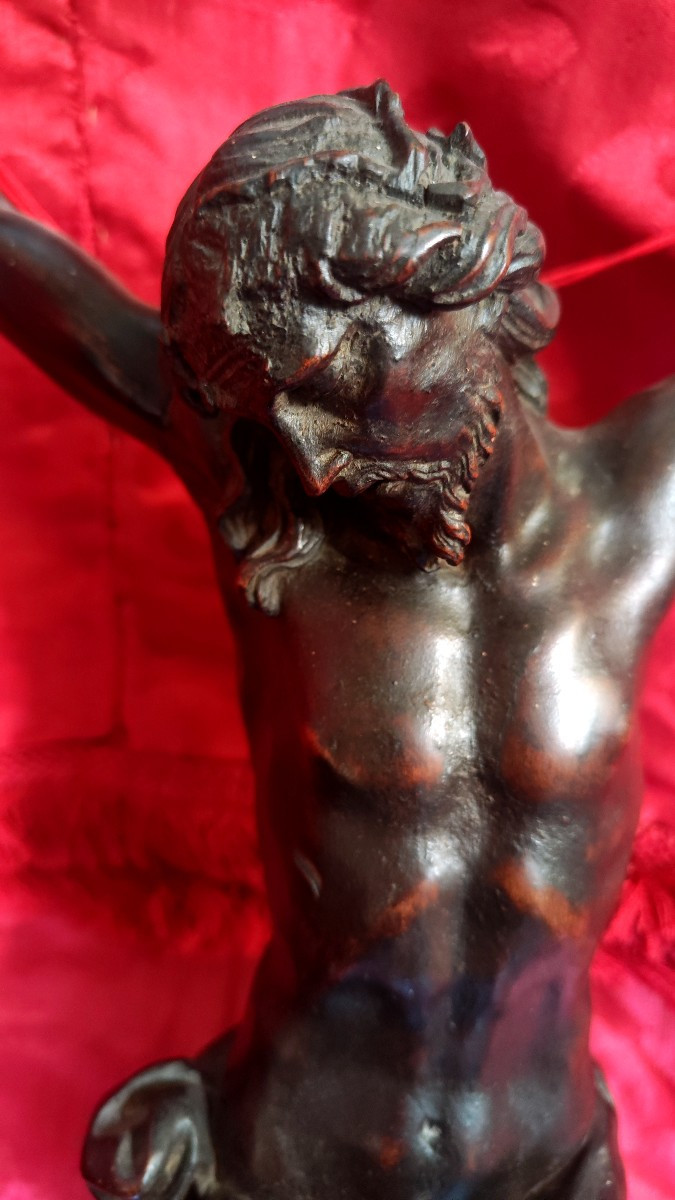 Cristo ligneocristo ligneo,scultura della seconda metà del seicento patina scura di epoca lavor-photo-3