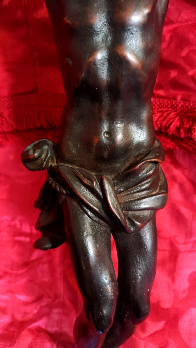 Cristo ligneocristo ligneo,scultura della seconda metà del seicento patina scura di epoca lavor-photo-4