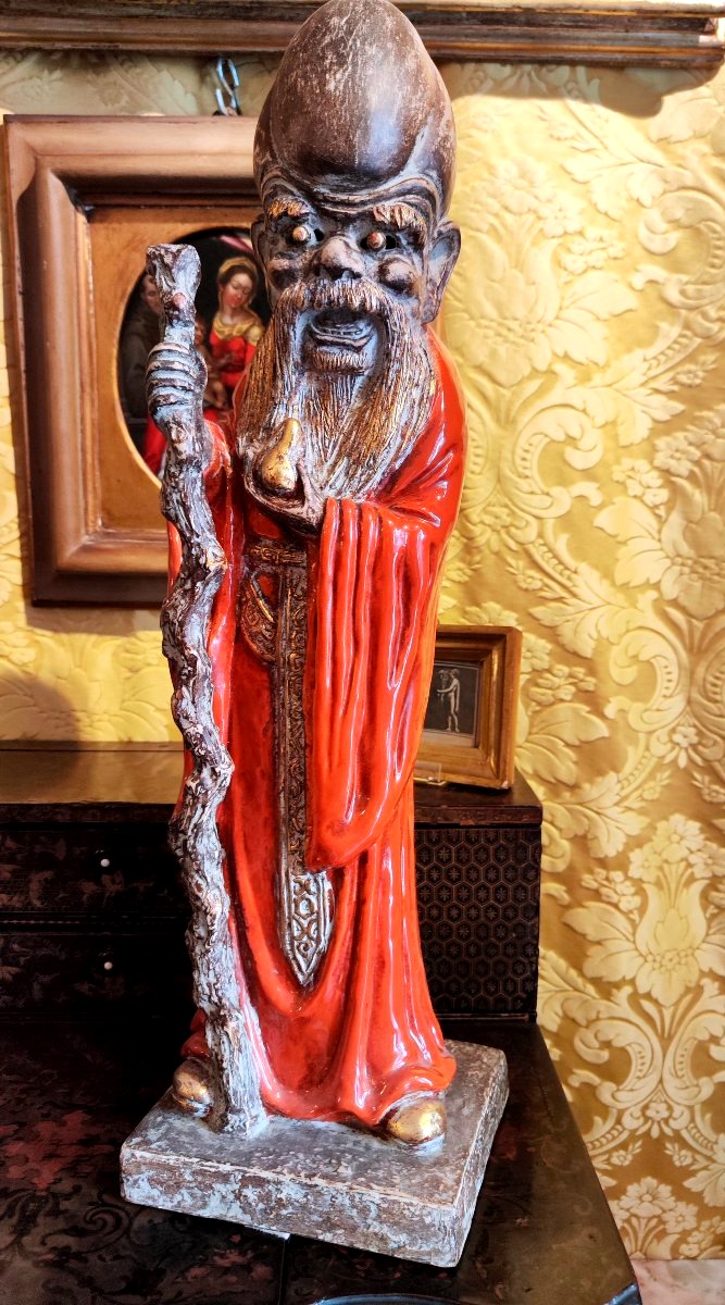 Coppia di statuine cinesicoppia di saggi cinesi,maiolica smaltata oggetti decorativi ad imitazi-photo-2
