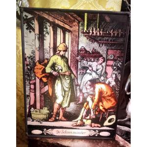 coppia di piccole vetrate tedesche