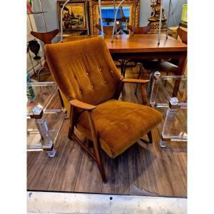 1950s Scandinavian Armchair In Wood – Seat And Fabric Need Restoration