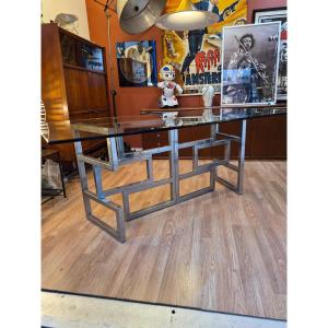 Milo Baughman Modular Table / Console Chrome & Glass Design 1970