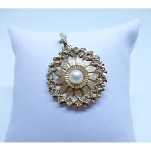 Pendentif En Or Rosé Et Perle De Culture, 1930-40.