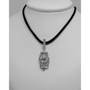 White Gold Pendant, With Diamond Paving, Circa 1930, Art Deco.