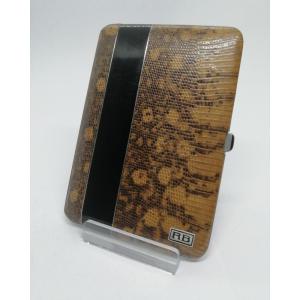 Silver/gilt Cigarette Box, Black Enamel And Snakeskin, Circa 1925-30, Art Deco.