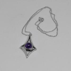 Solid Silver And Amethyst Chain And Pendant, 1960-80.