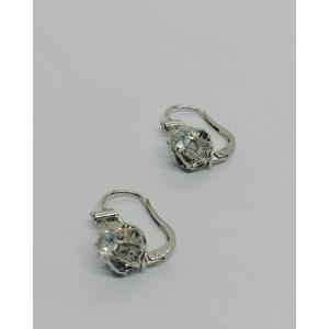 Earrings In Grey Gold, And Set With White Sapphire Claws, Circa 1930-40.