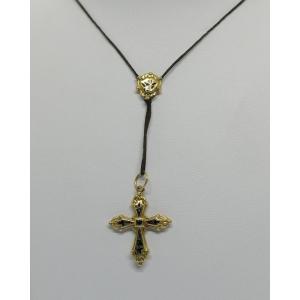 Small Gold Necklace, Enameled Cross And Braided Hair Mount, Empire Period, 1809-1819.