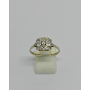 Openwork Diamond-set White Gold And Platinum Ring, Art Deco Model Circa 1930.