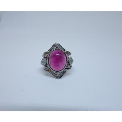Pink Tourmaline Silver Ring