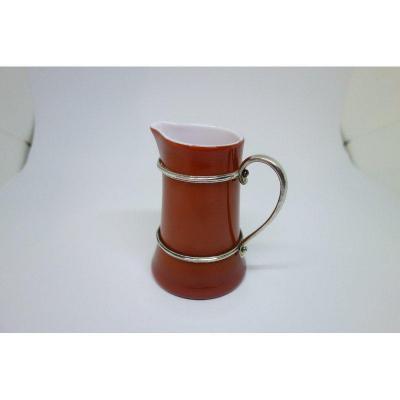 Small Opaline And Silver Milk Jug.