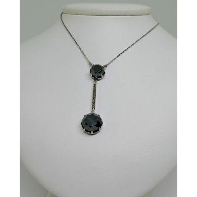 Necklace Silver, Hematite And Marcasites, Art Deco, Around 1925-30.