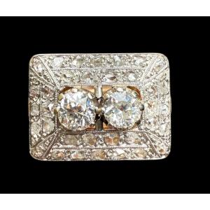 Art Deco Ring In Yellow Gold And Platinum.