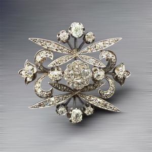 Floral Brooch In 18-carat Gold And Diamonds – Napoleon III Period (19th Century).