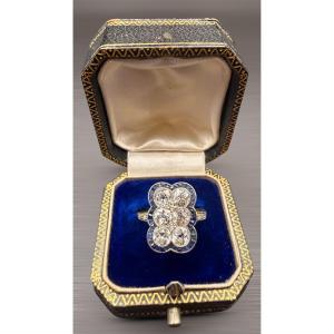 Art Deco Ring In 18-carat Yellow And White Gold, Diamonds And Sapphires.