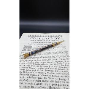 Gold And Hardstone Mosaic Mechanical Pencil – Restoration Period – Paris 1819-1838.