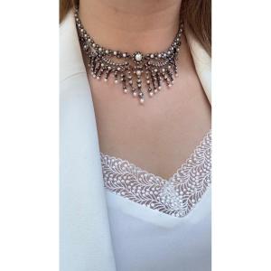 Napoleon III Transformation Necklace In Gold, Diamonds And Pearls.