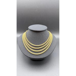 Sautoir In 18-carat Yellow Gold, Byzantine Mesh.