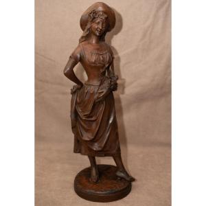Romantic Female Sculpture In Plaster