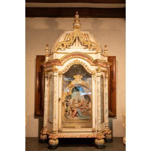 Baroque Style Oratory Polychrome Wood