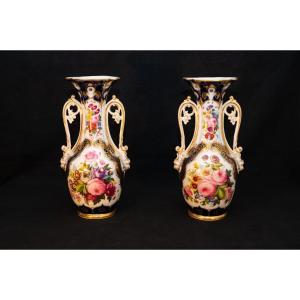 Important Pair Of Louis-philippe Porcelain Vases