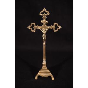 Norman Crucifix In Cast Brass, 18th Century