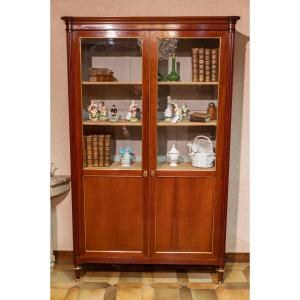 Louis XVI Style Mahogany Display Cabinet/bookcase