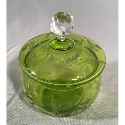 Green Cut Crystal Candy Box, 20th