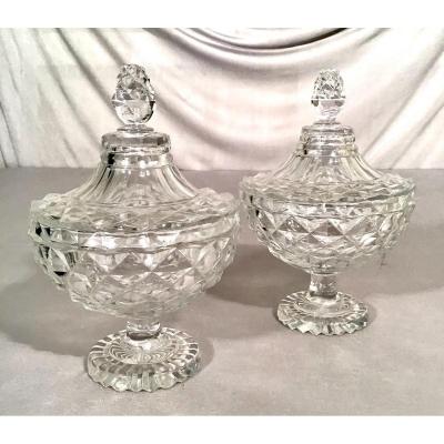 Pair Of Crystal Drageoirs, 19th