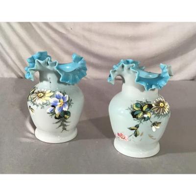 Pair Of Vases In Opaline, 19th