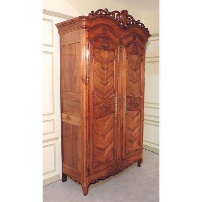 Rennes Wedding Cabinet In Cherry And Chestnut, Mid 19th Century