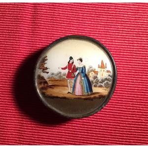 Round Box Lid Fixed Under Glass 19th