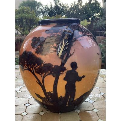 Large Earthenware Ball Vase St Jean Du Désert Marseille L.berty