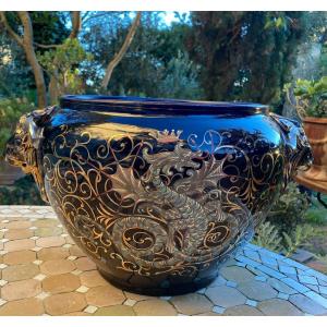 Large Cache Pot Sarreguemines Nineteenth