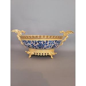 Japanese Imari Porcelain Cup Mounted Gilt Bronze