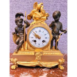 Clock: War And Peace, Gilt And Patinated Bronze