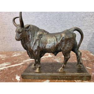 The Roman Bronze Bull With Brown Patina Signed: J.clesinger 