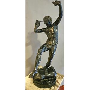 Large Dancing Faun Signed Lequesne, Cast By Susse Frères