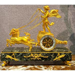Empire Clock In Gilt Bronze - Cupid In A Chariot - Ravrio Model