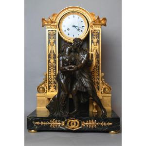 Empire Bronze Clock "the Reconciliation", Model By Claude Gallé