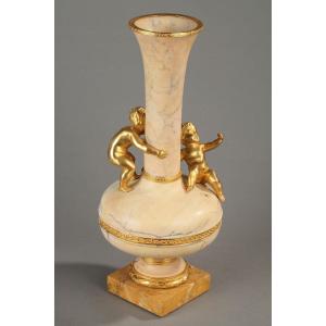 Marble And Gilt Bronze Vase With Putti