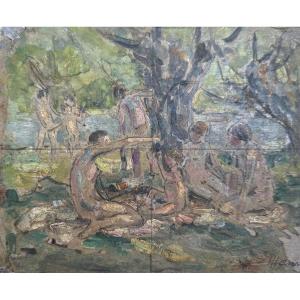 Study Signed Maury (georges-sauveur)