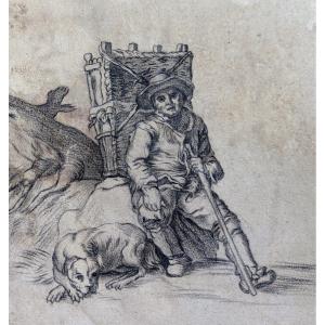 Grape Harvester And His Dog