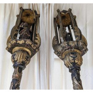 2 Large Procession Sticks 17th Century