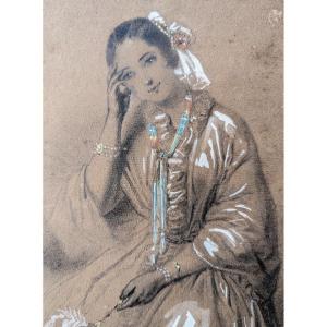 Woman With Duster. Signed Célestin Deshayes