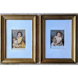 2 Studies Of Little Girls By Goulinat