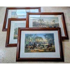 4 Large Oak Frames With Glasses