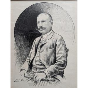 Ink Drawing. Portrait Signed Coll-toc