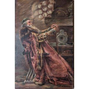 “the Boyar” Painting Signed L. Baumann. Imperial Russia 