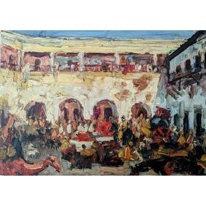 Léon Luret. Market In North Africa.